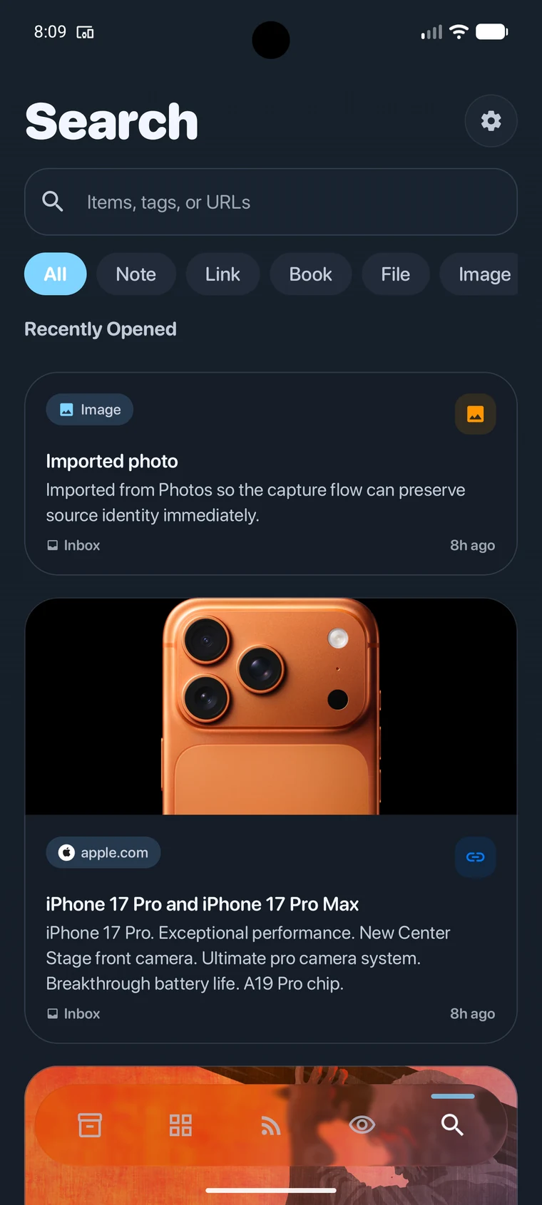 Trove Android search screen